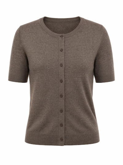ARACH&CLOZ Strickjacke 'Cardigan Damen Sommer Kurzarm-Cardigan mit Rundhals (1-tlg) aus weichem Woll-Mix, mit Knopfverschluss, ideal für Sommer & Büro' in S in braun, Produktansicht