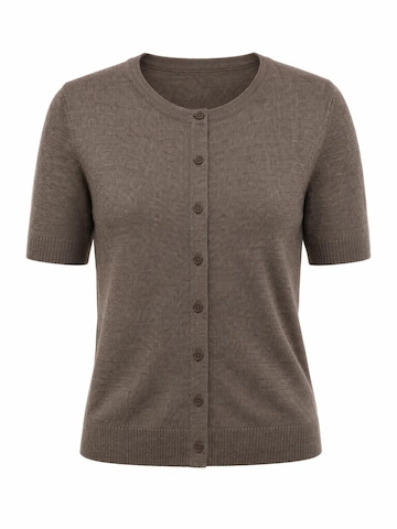 ARACH&CLOZ Knit Cardigan 'Cardigan Damen Sommer Kurzarm-Cardigan mit Rundhals (1-tlg) aus weichem Woll-Mix, mit Knopfverschluss, ideal für Sommer & Büro' in Brown: front