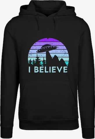 F4NT4STIC Sweatshirt 'I Believe UFO Alien Raumschiff Retro' in Zwart: voorkant