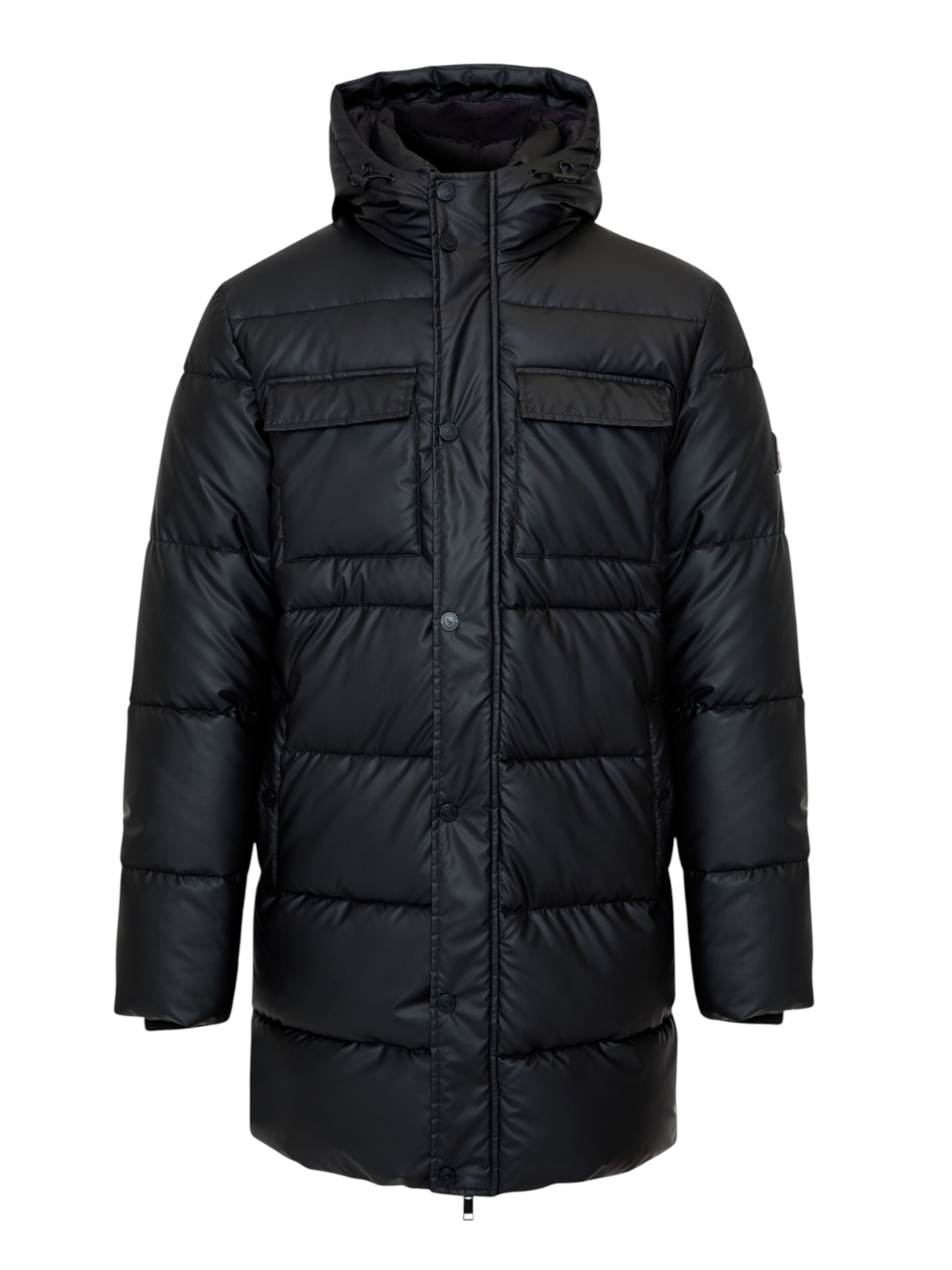 Threadbare Langmantel in Schwarz: Vorderseite