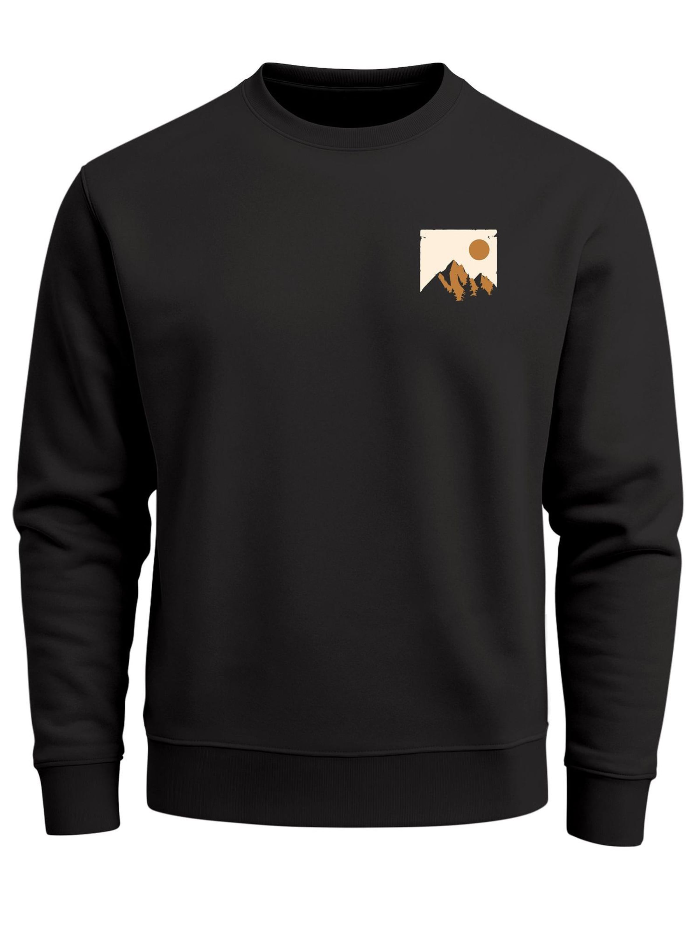 Neverless Sweatshirt 'Mointain Badge' in Schwarz: Vorderseite