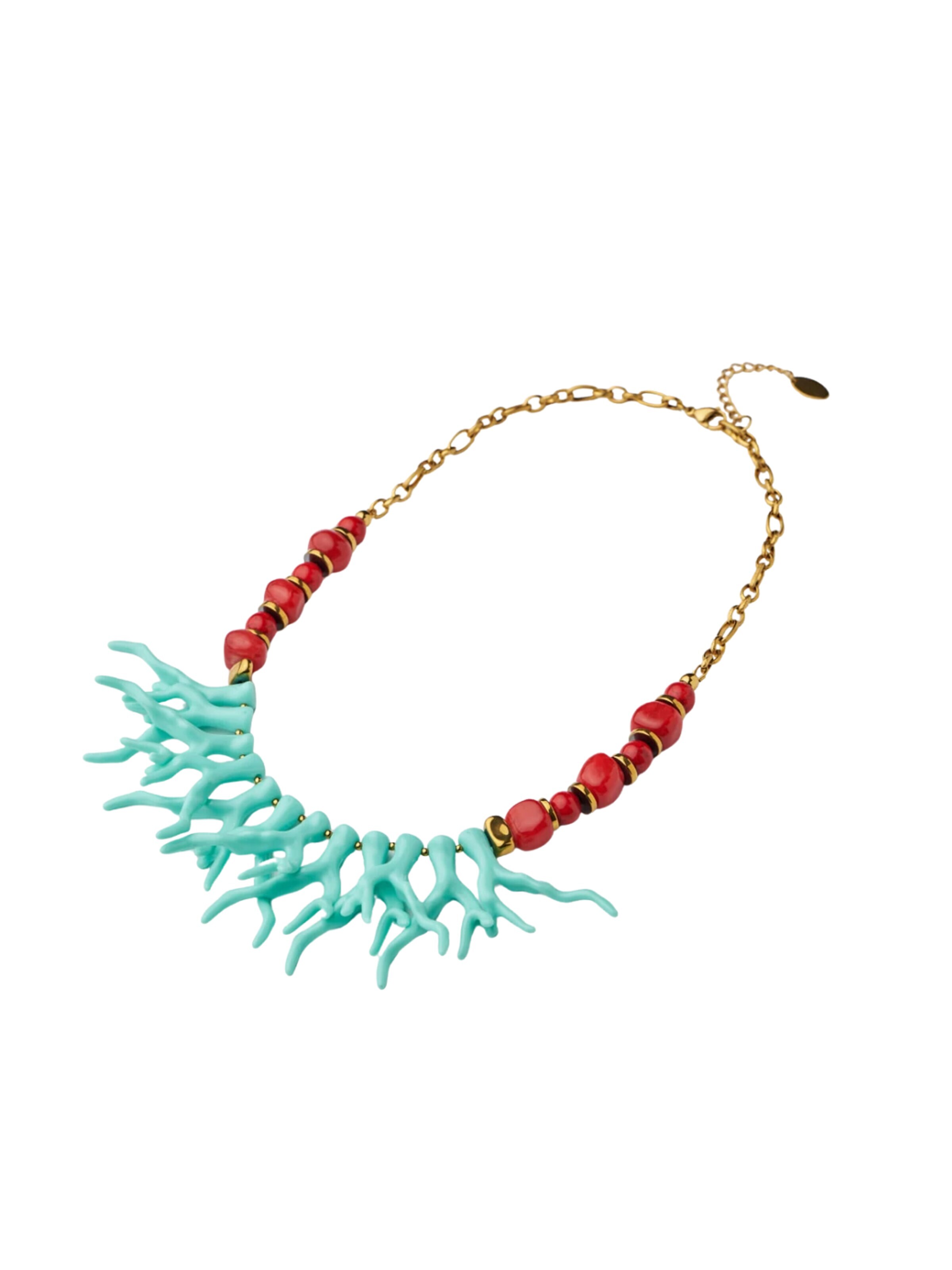 THE GEM STORIES JEWELRY Αλυσίδα 'Red and Turquoise Coral Fantasy Necklace' σε μπλε: μπροστά