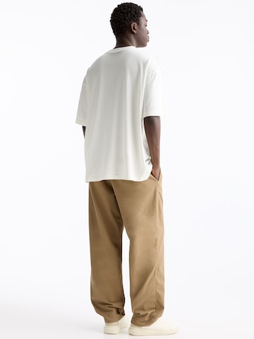 Pull&Bear Široke hlačnice Chino hlače | rjava barva