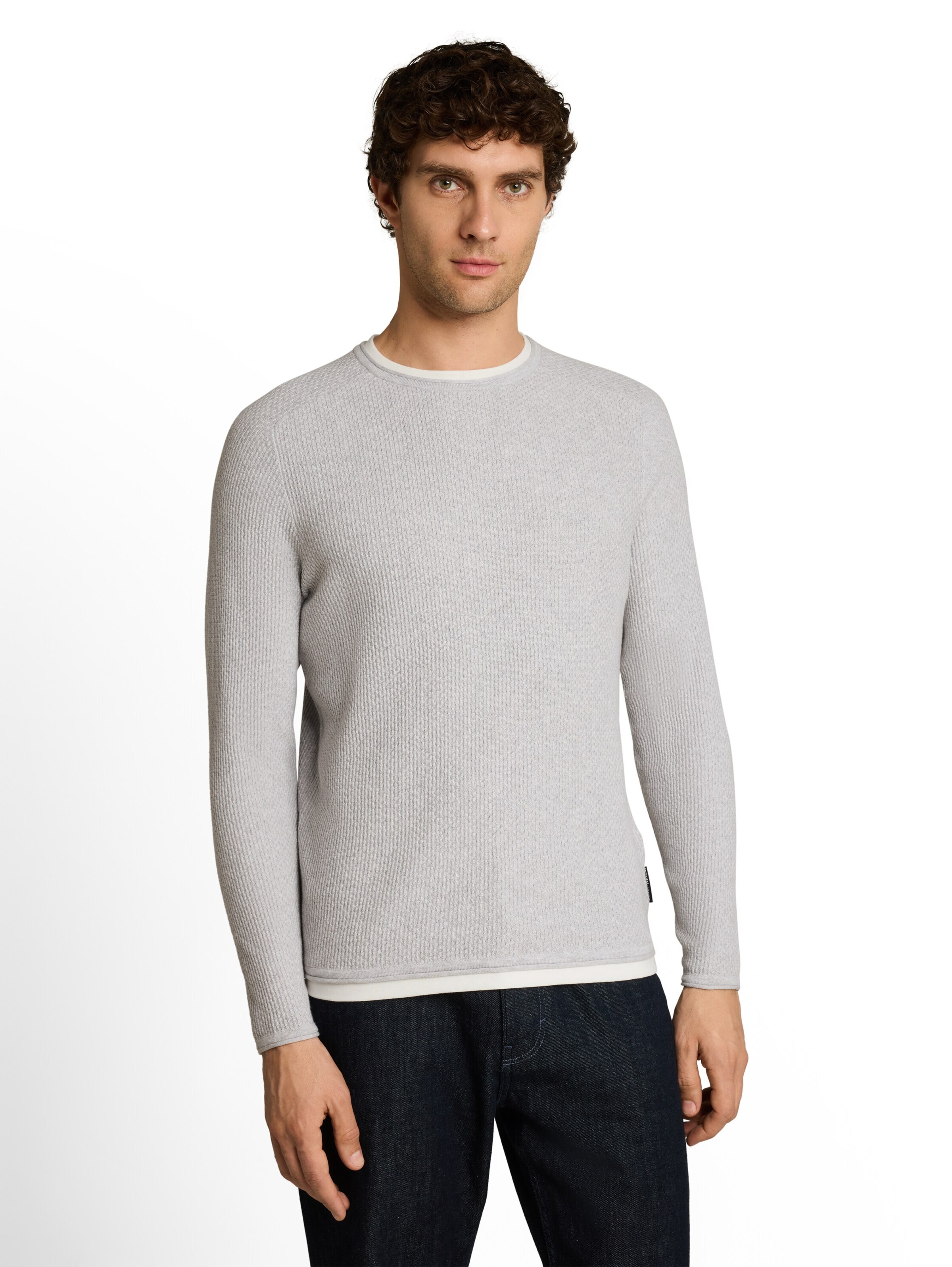 Pulover de la TOM TAILOR DENIM pe gri: față