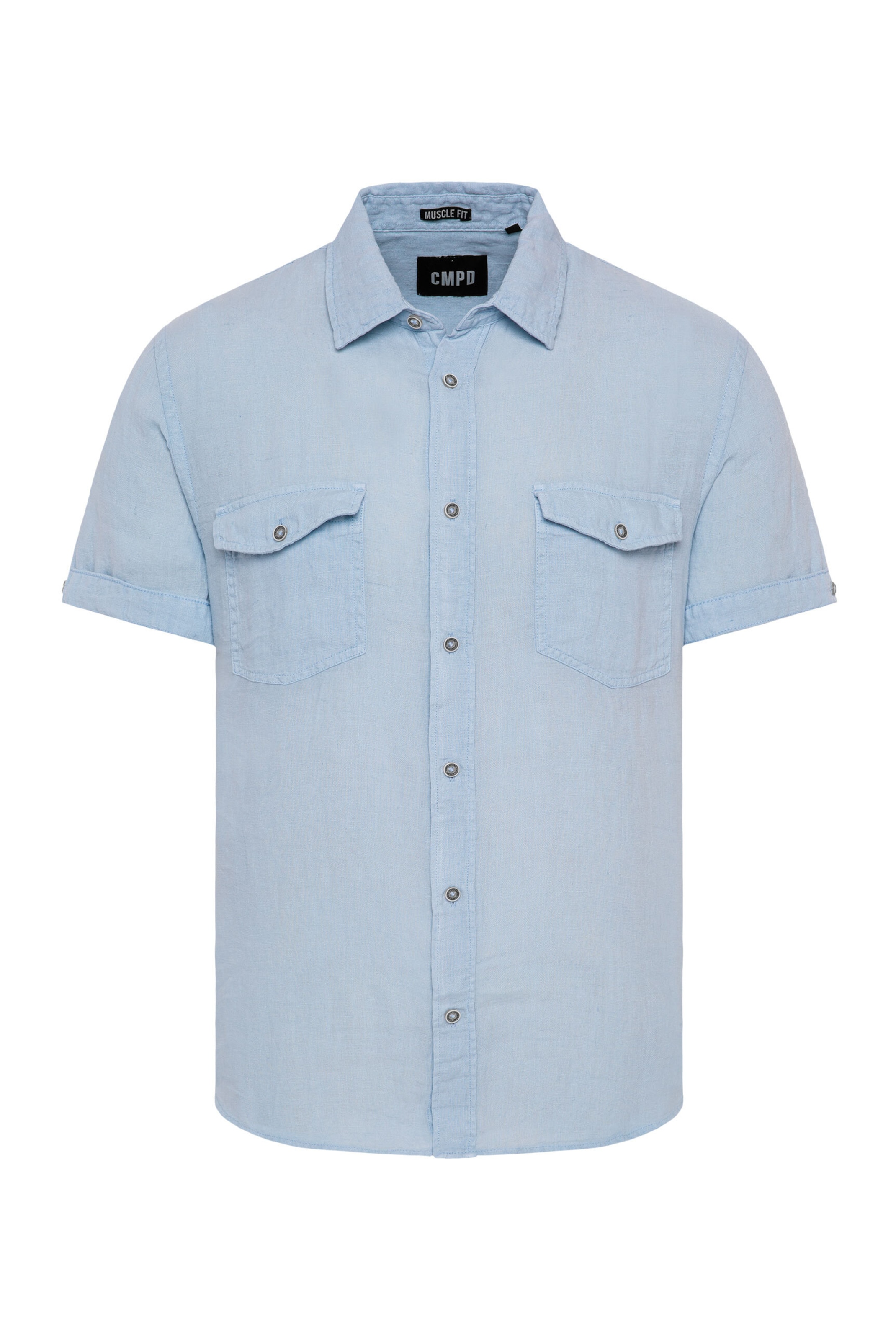 CMPD Slim fit Button Up Shirt in Blue: front