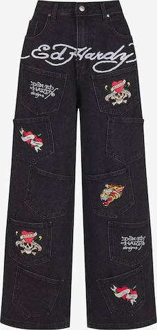 juoda Ed Hardy Laisvas Džinsai: priekis