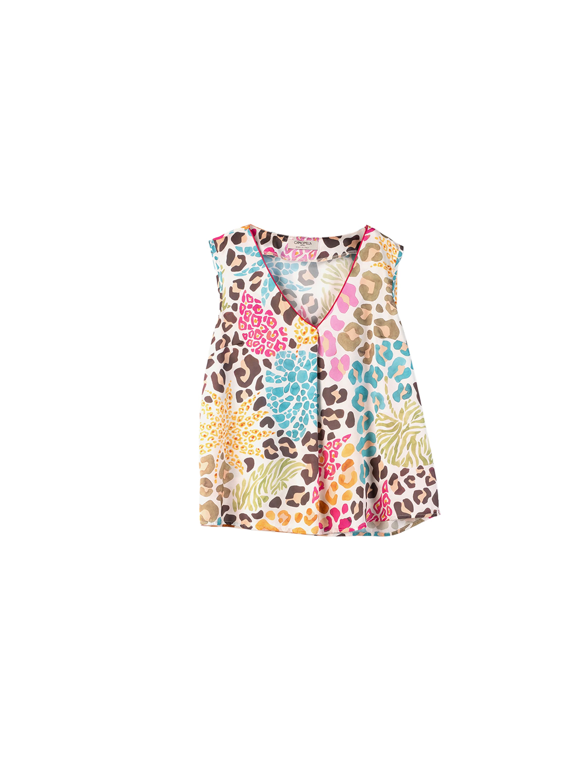 Camomilla Italia Top 'Tricky' in S in de kleur Beige / Ecru / Chocoladebruin / Fuchsia, Productweergave