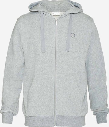 KnowledgeCotton Apparel Zip-Up Hoodie in Grey: front
