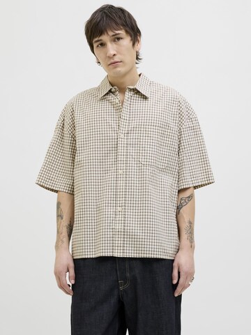 JACK & JONES Comfort fit Button Up Shirt in White: front