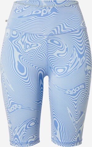 Skinny Leggings 'Marble Print Bike' de la ADIDAS ORIGINALS pe albastru: față