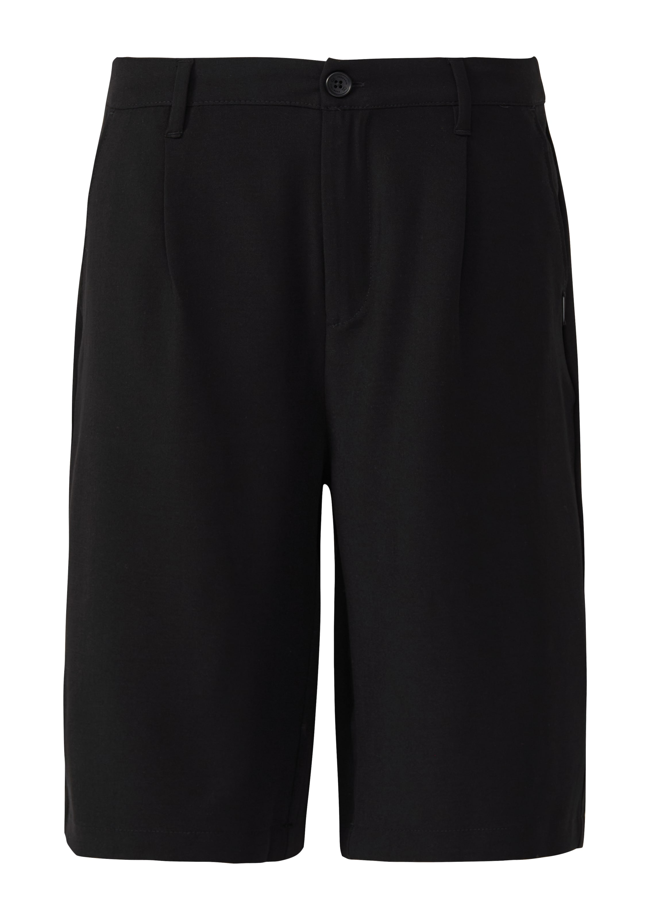 QS Loose fit Pleat-Front Pants in Black: front