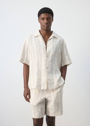 MANGO MAN Comfort fit Button Up Shirt 'Malta' in Beige: front