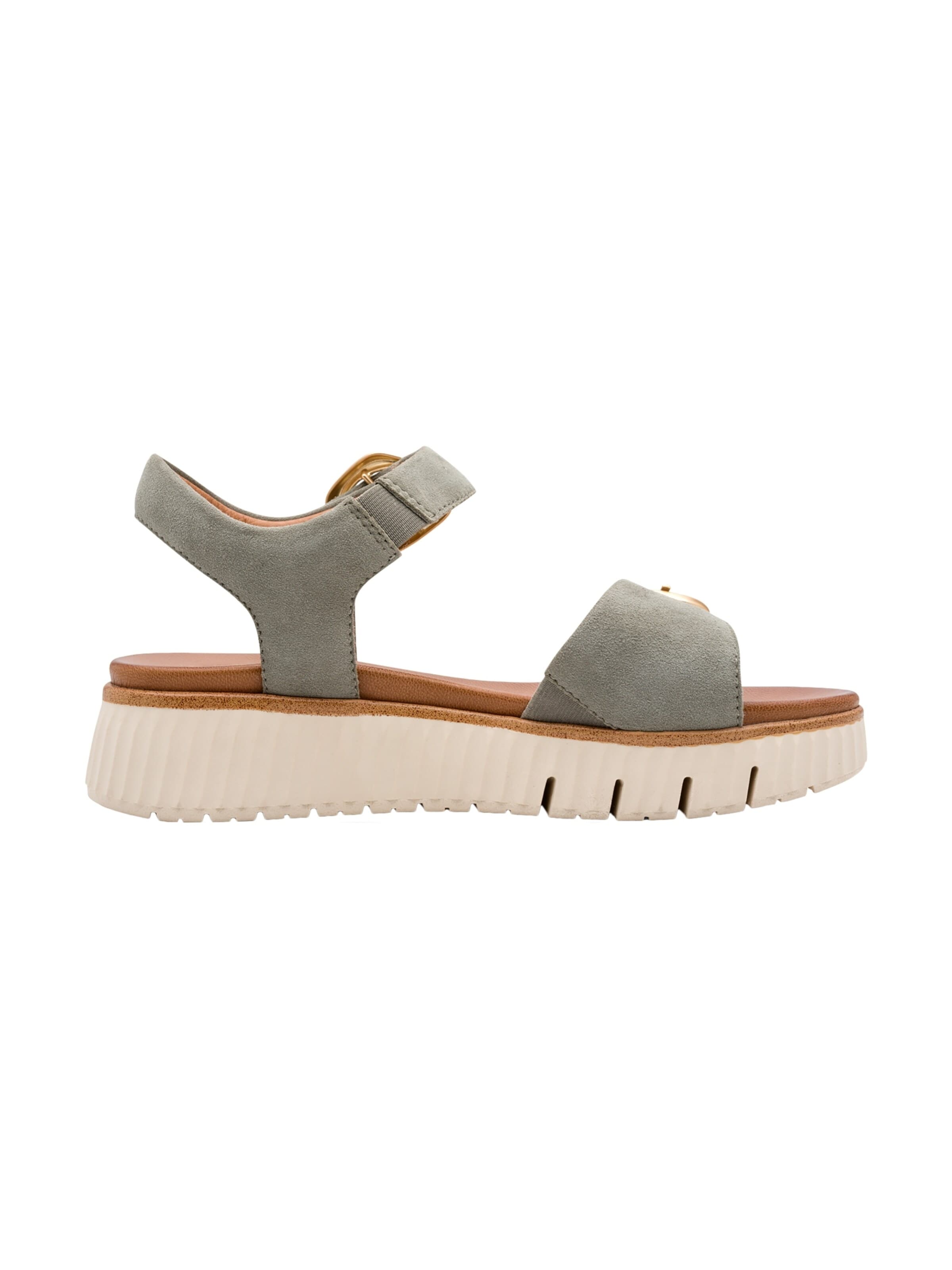 Sandales 'Bequeme Keilabsatz-Sandalen aus Leder' Tamaris en vert