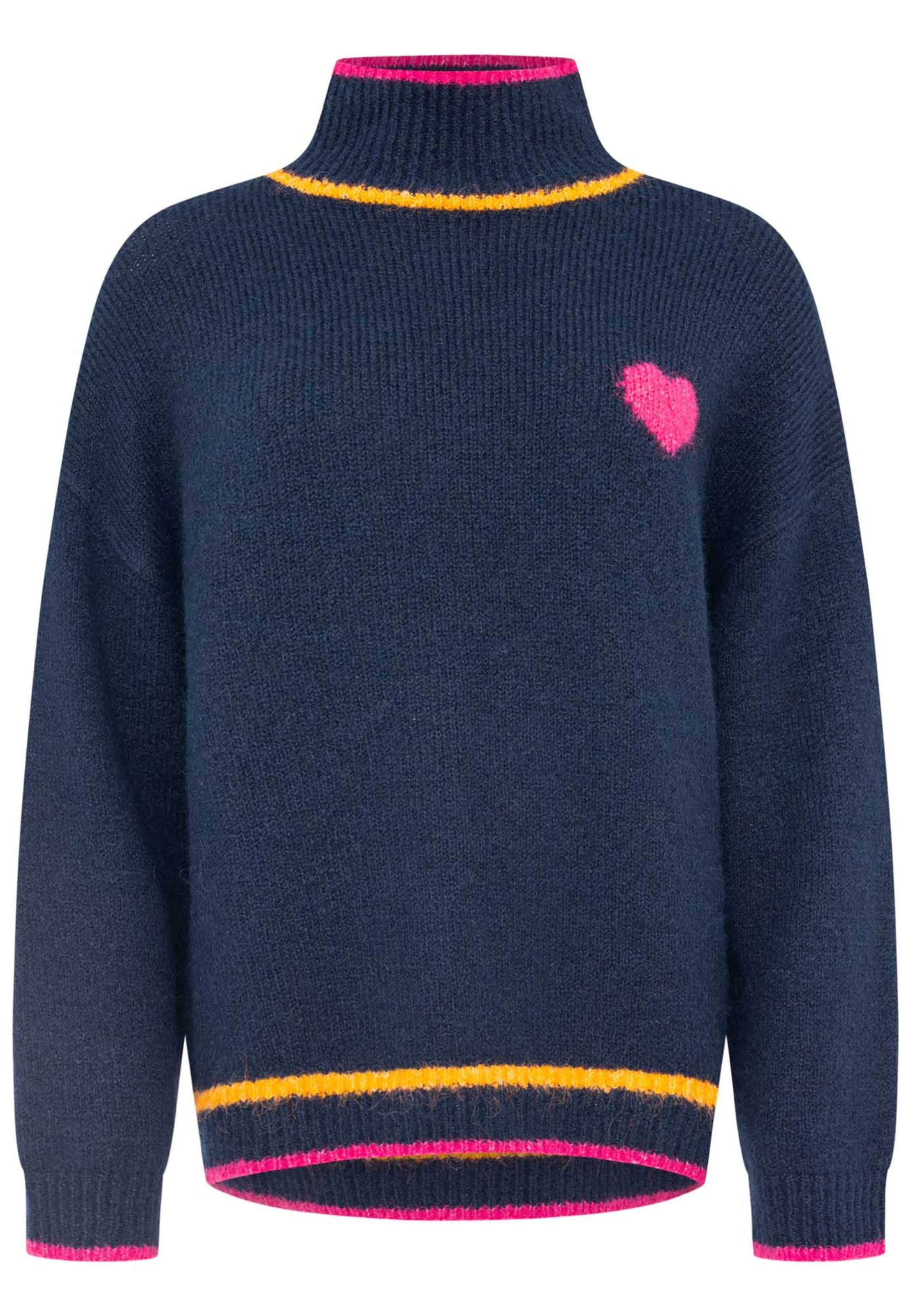 Zwillingsherz Strickpullover High Neck Pullover heart in Blau: Vorderseite
