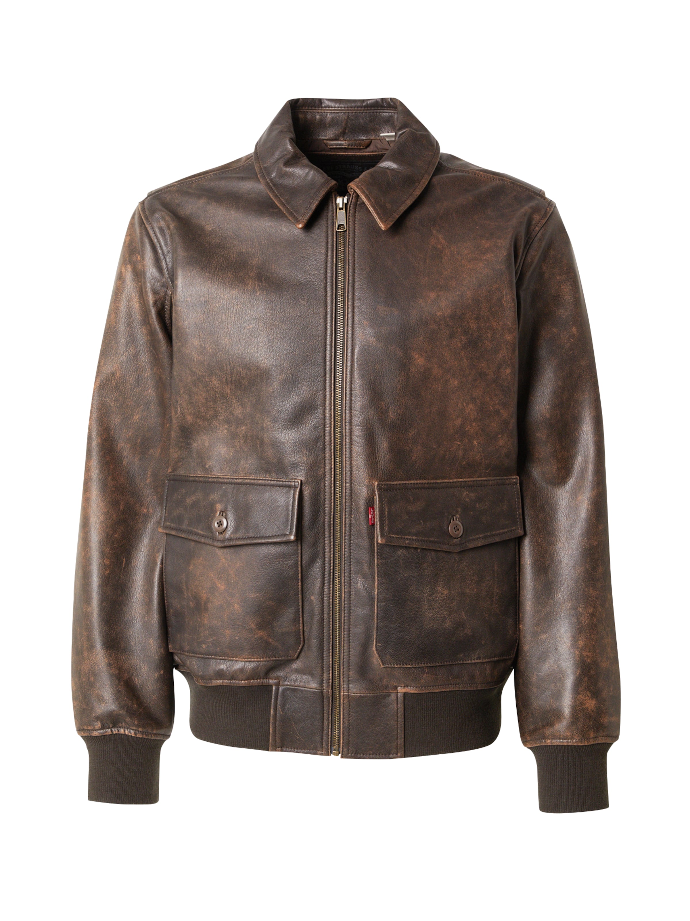 LEVI'S ® Преходно яке 'Clayton Leather Aviator Jacket' в кафяво: отпред