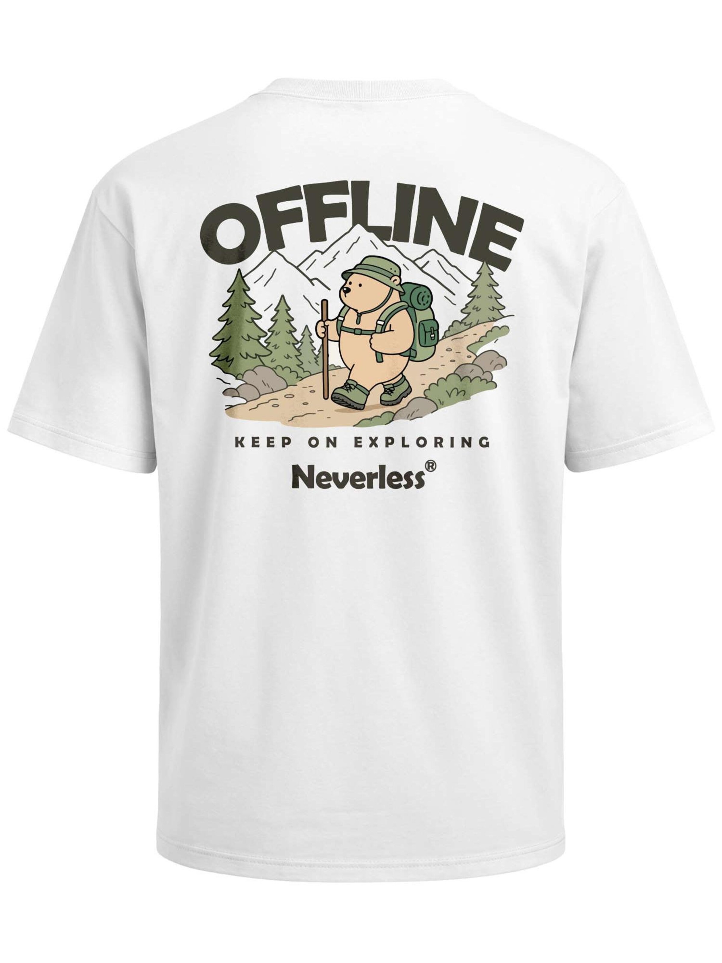 Neverless Shirt 'Hike Adventure Bear'‌ in Weiß: Vorderseite
