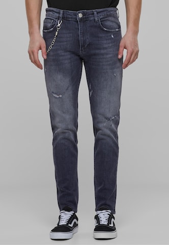 2Y Premium Tapered Jeans in Grey: front