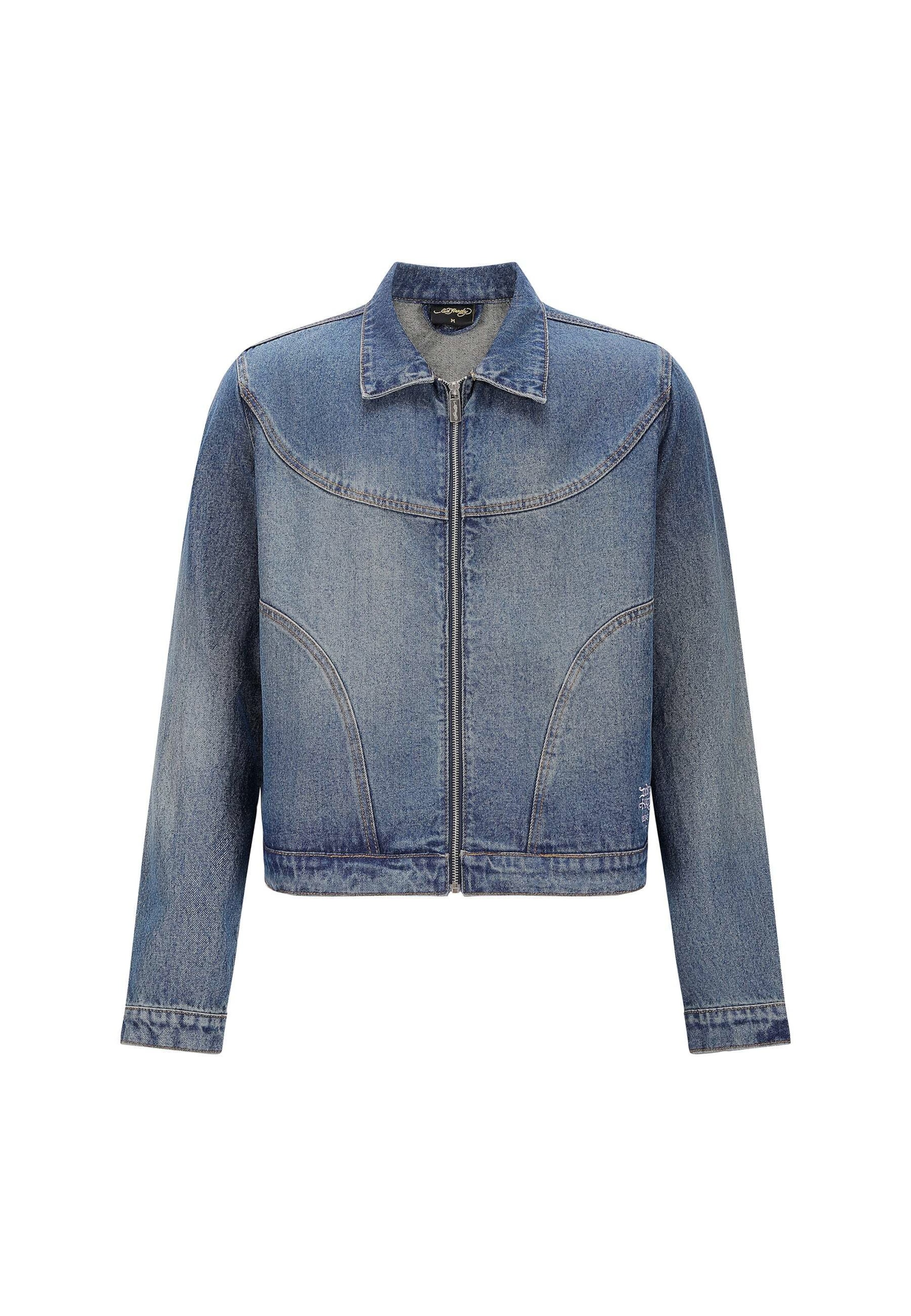 Ed Hardy Övergångsjacka 'Flammender Schädel' i blå: framsida