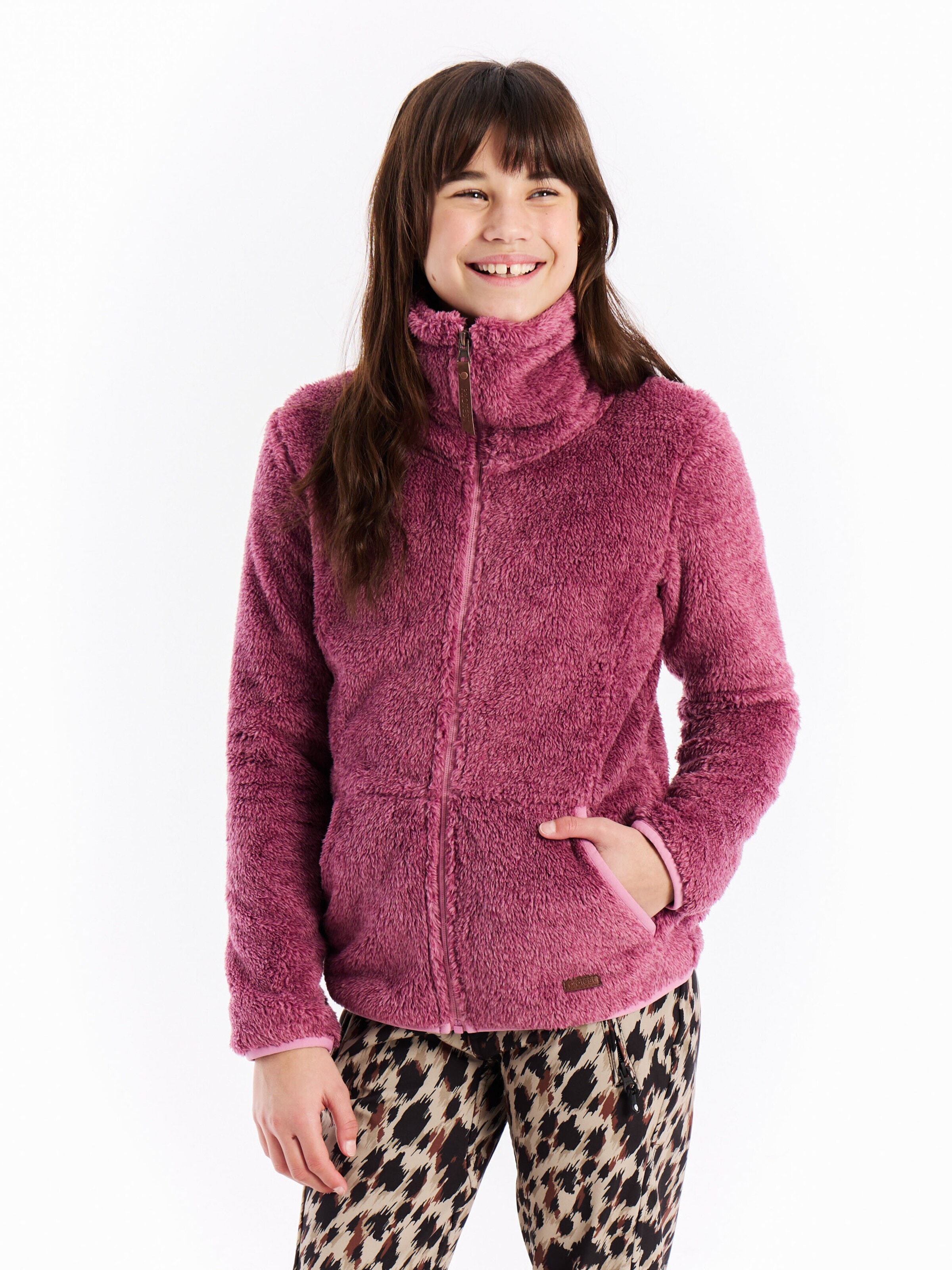 PROTEST Fleece jacket 'Riri JR' in Pink: front