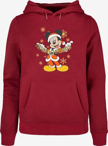 ABSOLUTE CULT Sweatshirt 'Mickey Mouse - Merry Christmas Gold' in Rood: voorkant