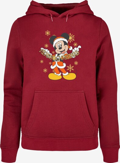 ABSOLUTE CULT Sweatshirt 'Mickey Mouse - Merry Christmas Gold' in gold / burgunder / neonrot / weiß, Produktansicht