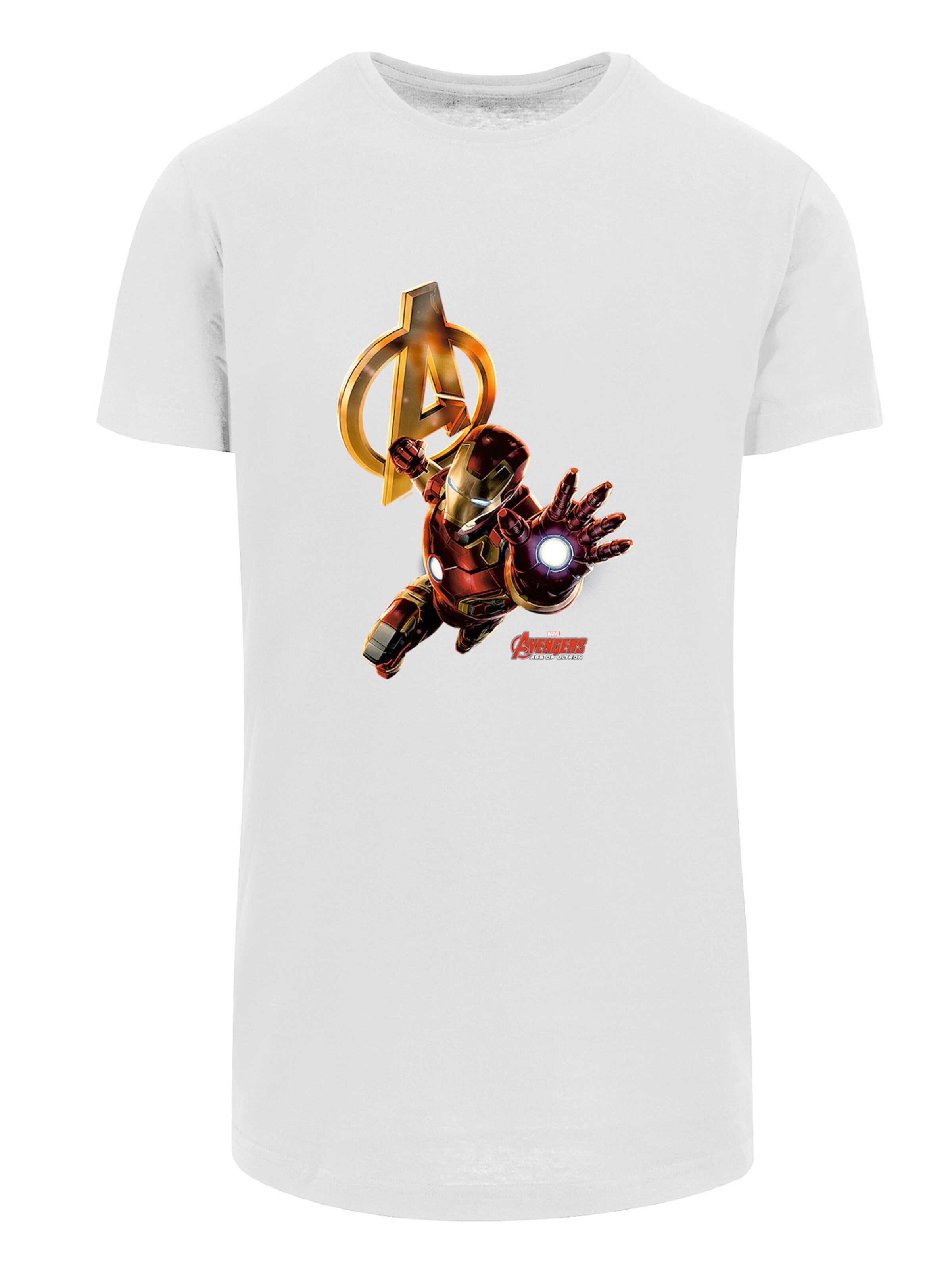 T-Shirt 'Marvel Avengers Age of Ultron Iron Man' F4NT4STIC en blanc : devant