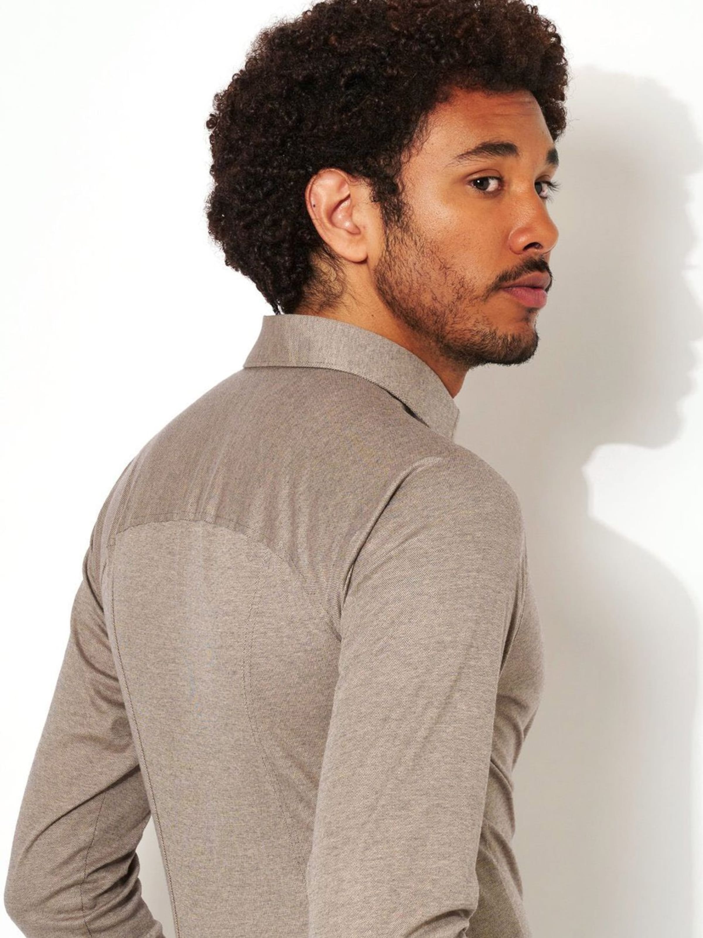 DESOTO Slim fit Button Up Shirt 'Modern Kent' in Brown