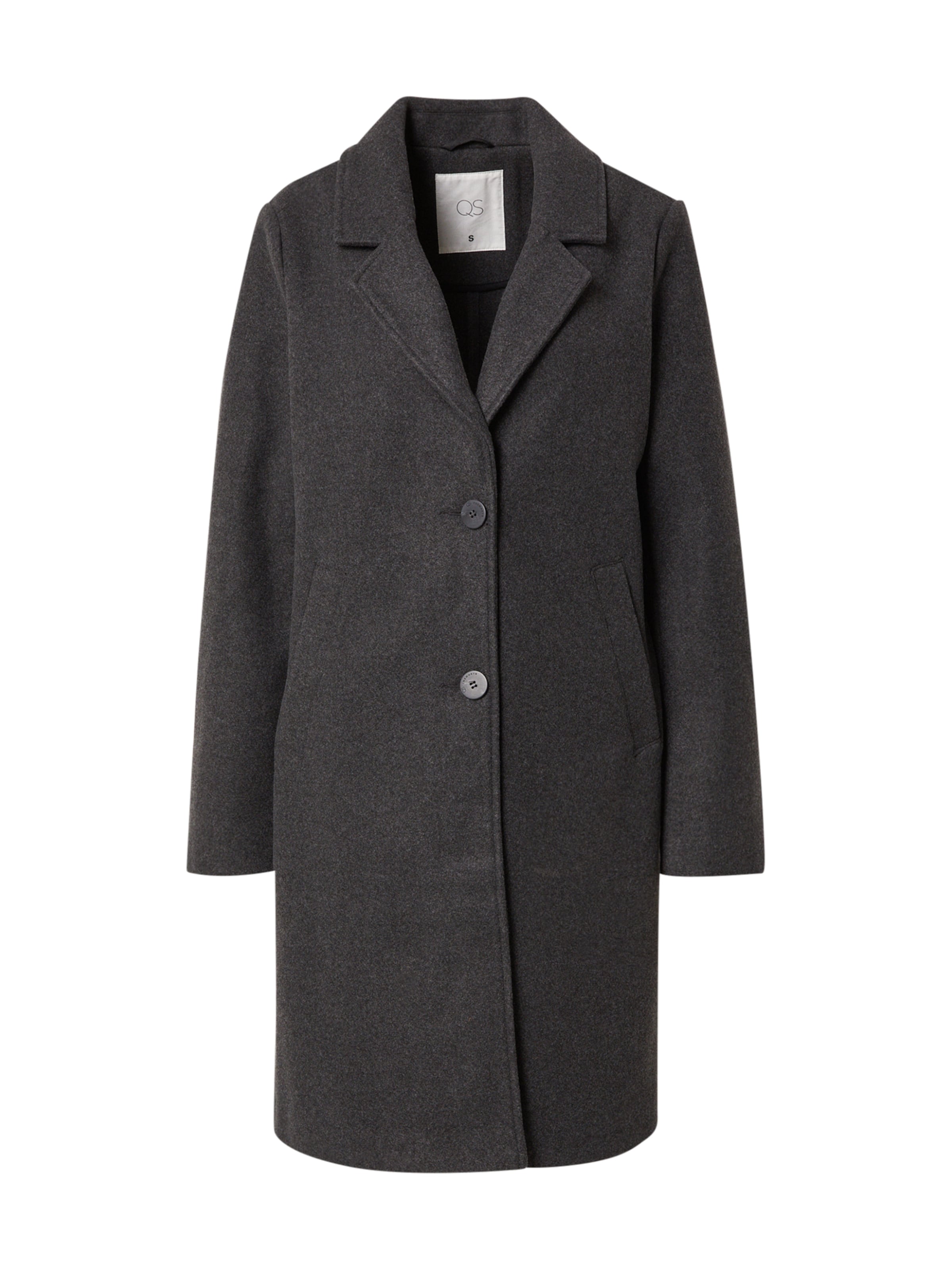 QS Between-seasons coat in Black: front