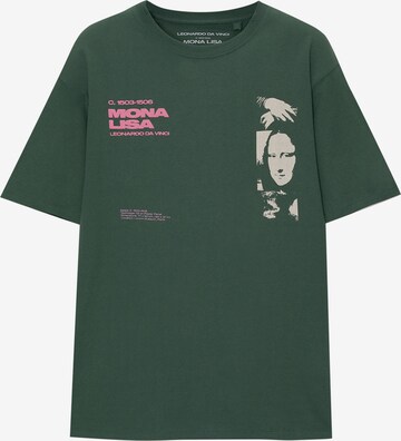 Pull&Bear T-Shirt 'MONA LISA' in Grün: predná strana