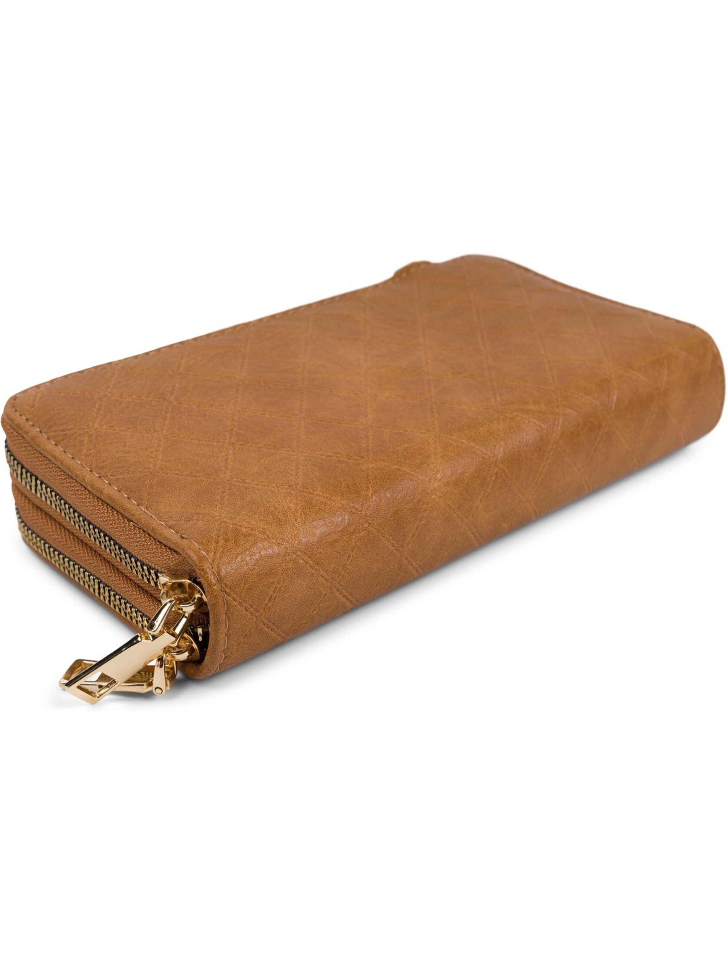 styleBREAKER Crossbody bag '2 in 1 Umhängetasche - Geldbörse Rauten' in Brown