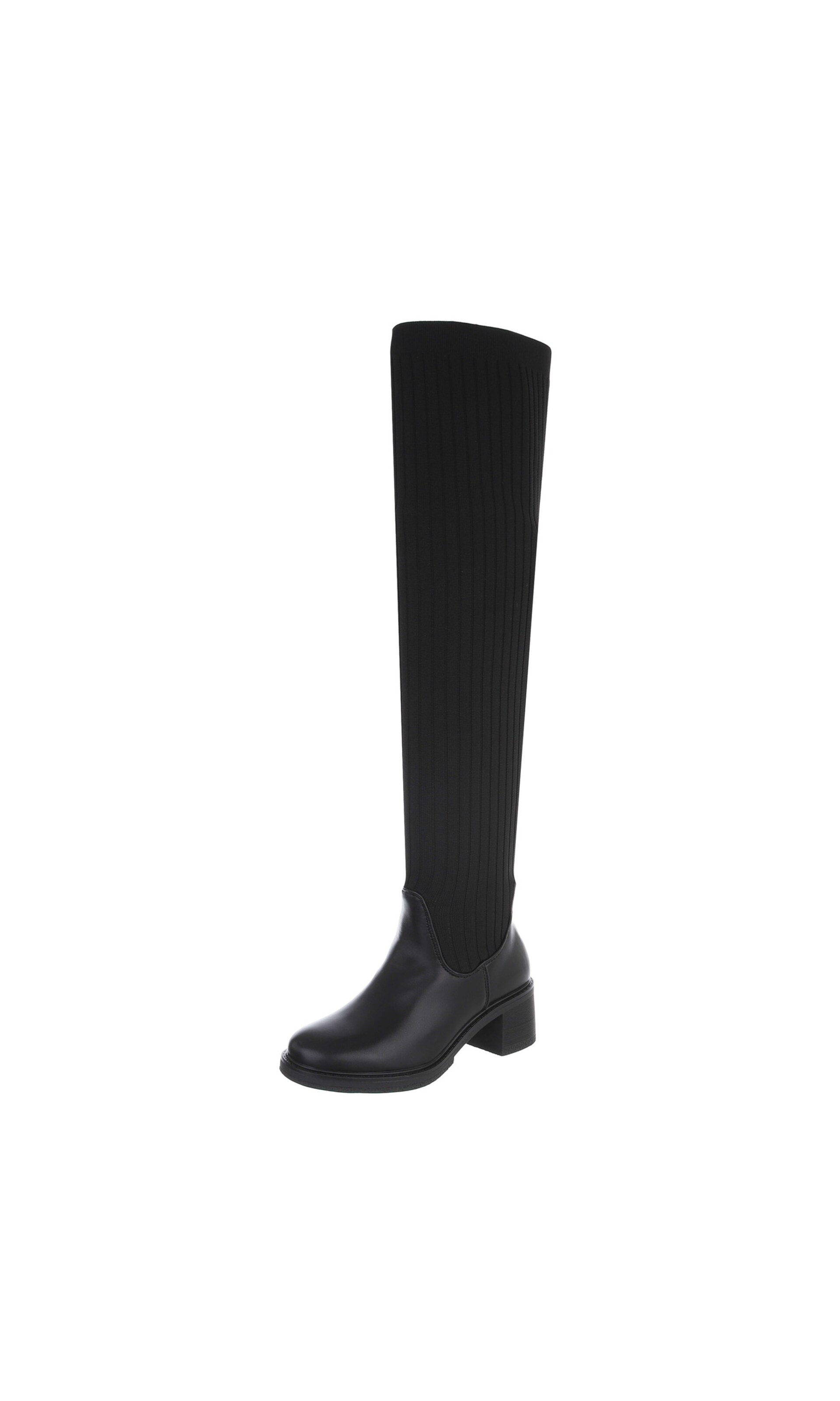 Ital-Design Over the Knee Boots in Black: front