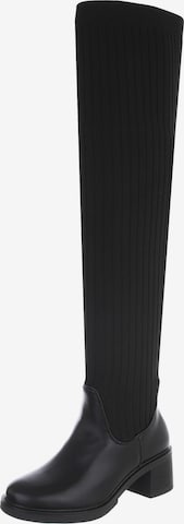 Ital-Design Overknees in Schwarz: Vorderseite