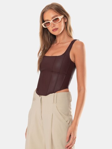 OW Collection Top 'AMARA' in Braun: Vorderseite