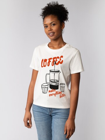 T-shirt ' Coffee makes everything better ' Watapparel en blanc : devant