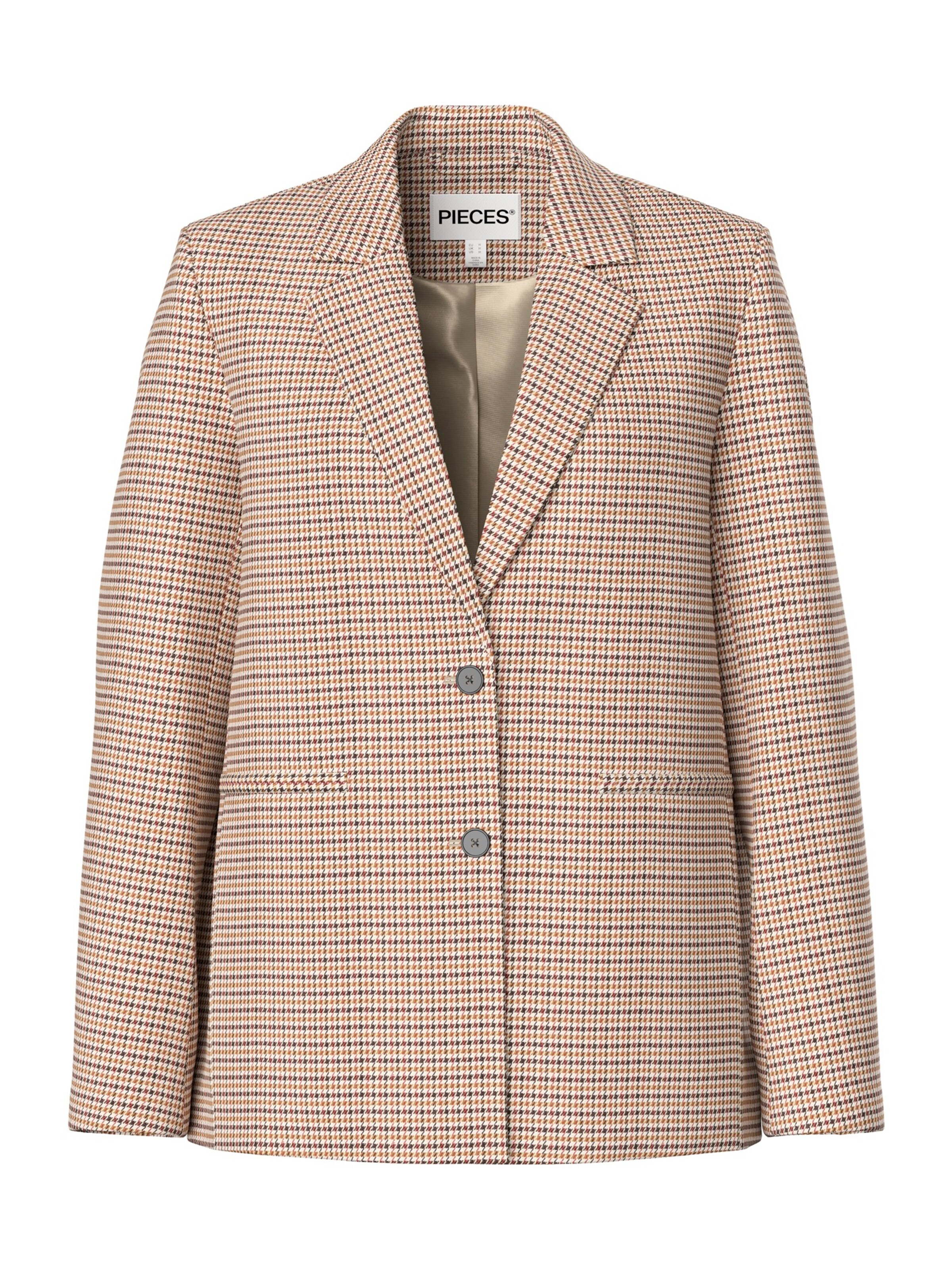 PIECES Blazer 'PCBOSELLA' in 34 in creme / karamell / kastanienbraun / schwarz, Produktansicht
