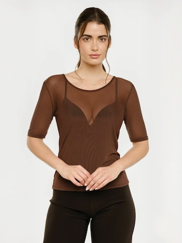 Haut ' MESH ' Liberte Essentiel en marron : devant