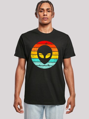 T-Shirt 'Alien Retro Sonnenuntergang' F4NT4STIC en noir : devant
