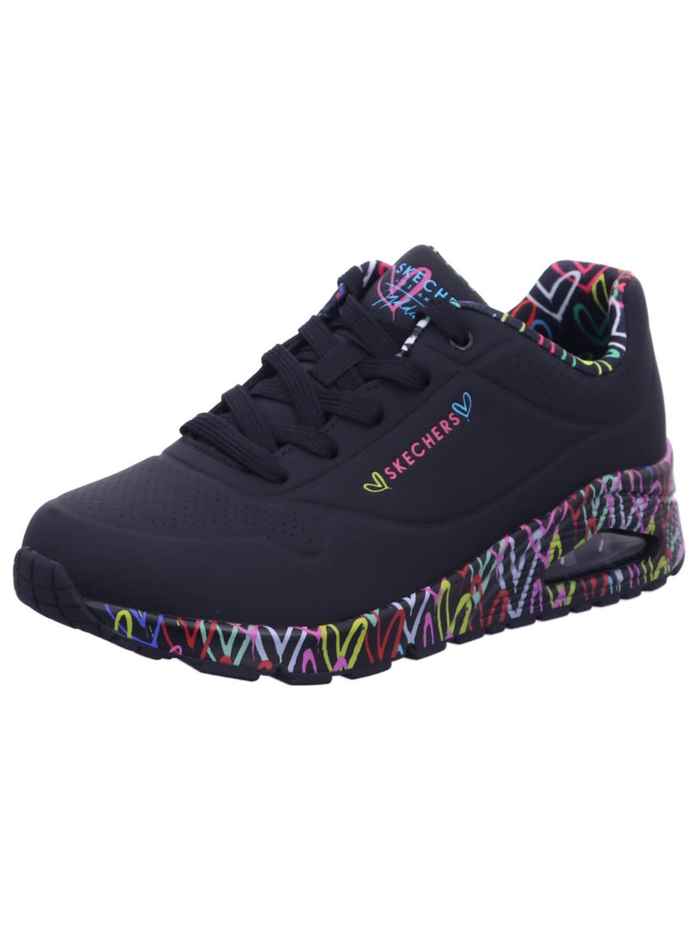 SKECHERS Sneakers laag 'Schnürschuh Damen 155506 BBK Kunststoff (Synthetik) in schwarz' in Zwart: voorkant