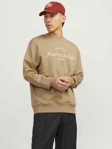 JACK & JONES Sweatshirt 'OCEAN CLUB' i beige: framsida