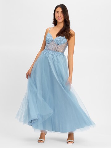 Robe de soirée Laona en bleu : devant