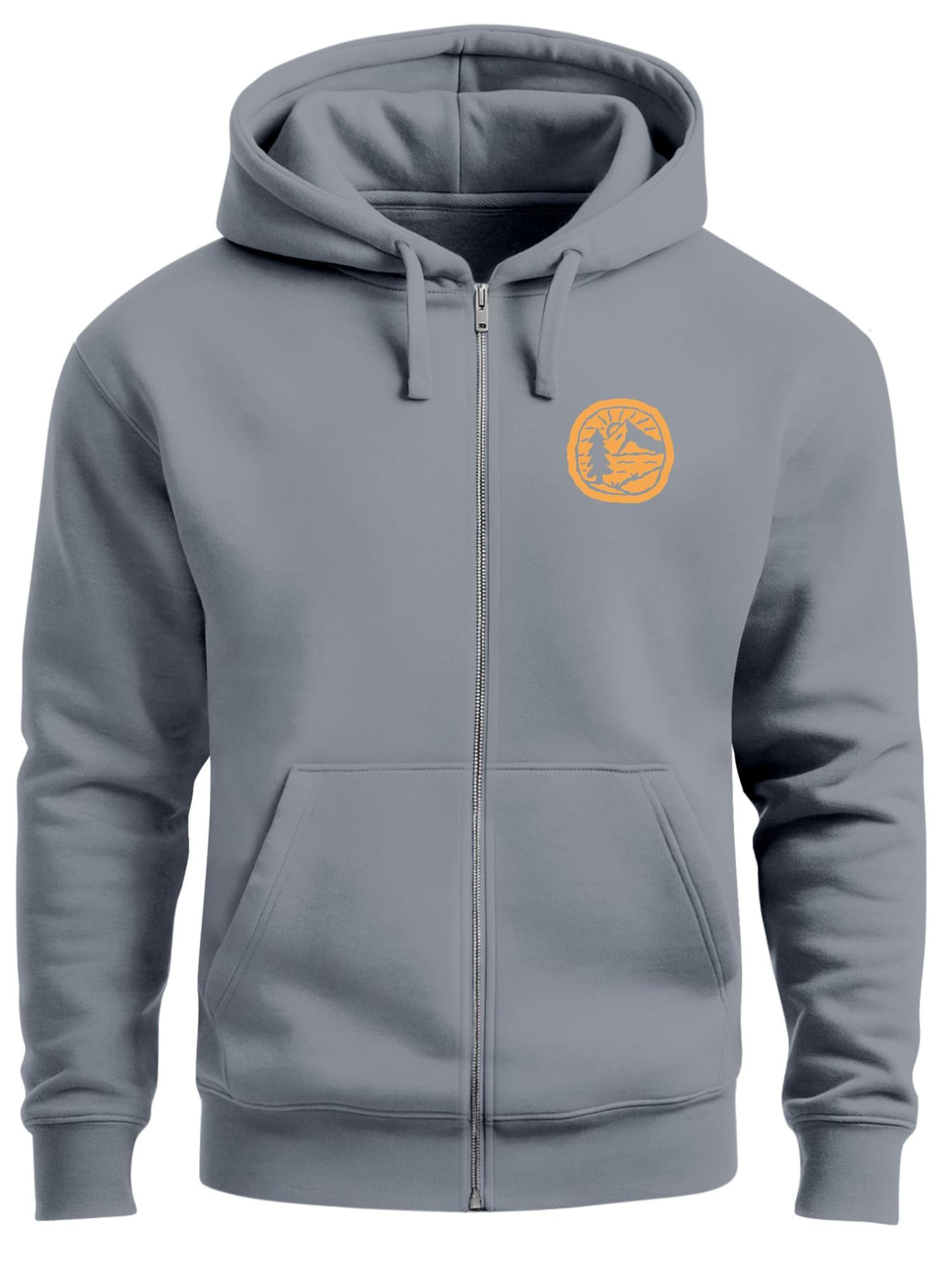 Neverless Sweatjacke 'Landschaft Badge'‌‌‌‌‌‌‌‌ in Grau: Vorderseite