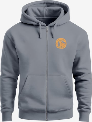 Neverless Sweatjacke 'Landschaft Badge' in Grau: Vorderseite