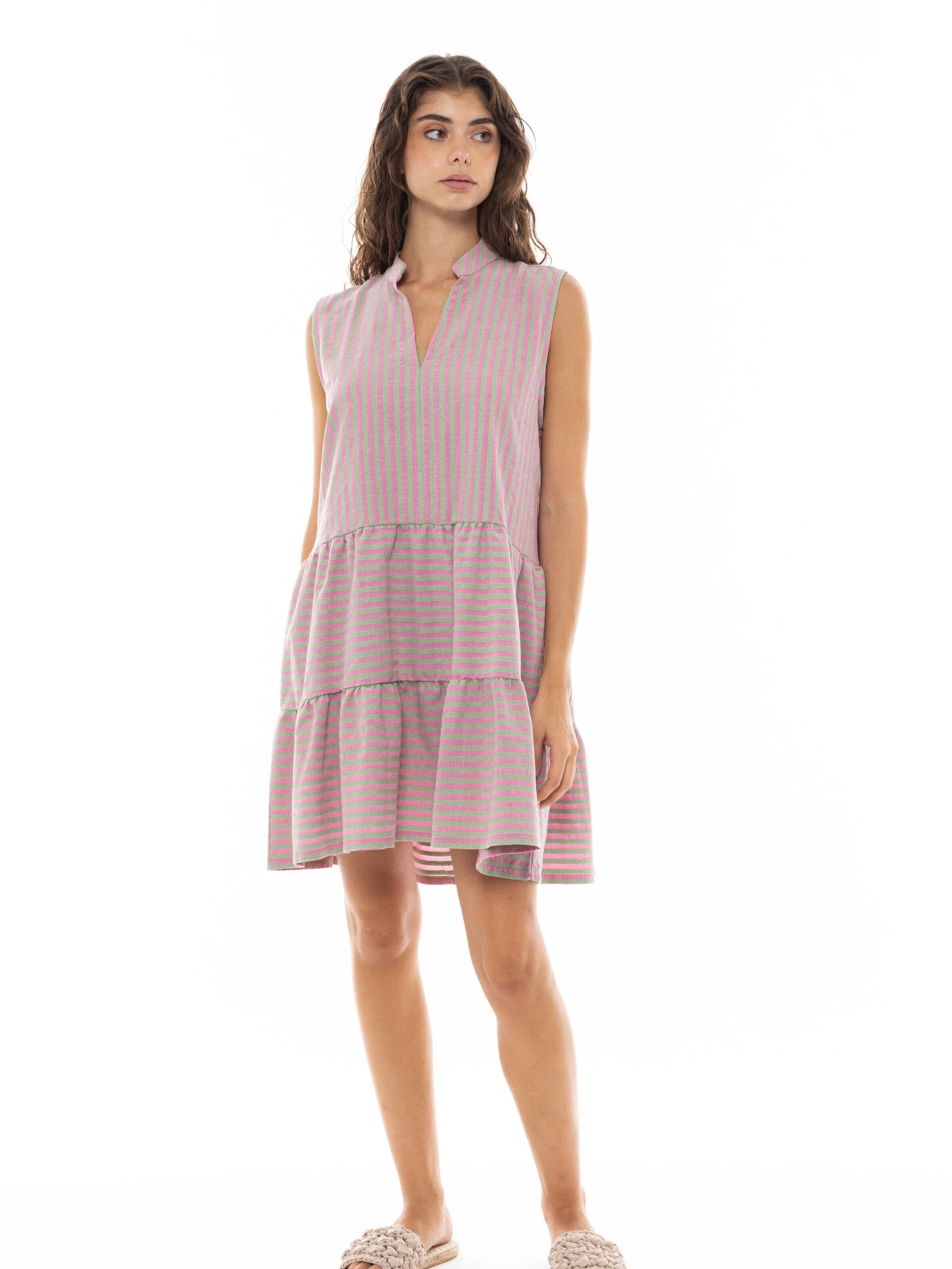 Pink Label Ljetna haljina 'BEACHWEAR STRIPE PINK GREEN' veličine 36 u svijetloroza, Pregled proizvoda