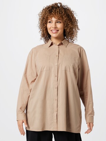 Camicia da donna 'Jenna' di Guido Maria Kretschmer Curvy in marrone: frontale