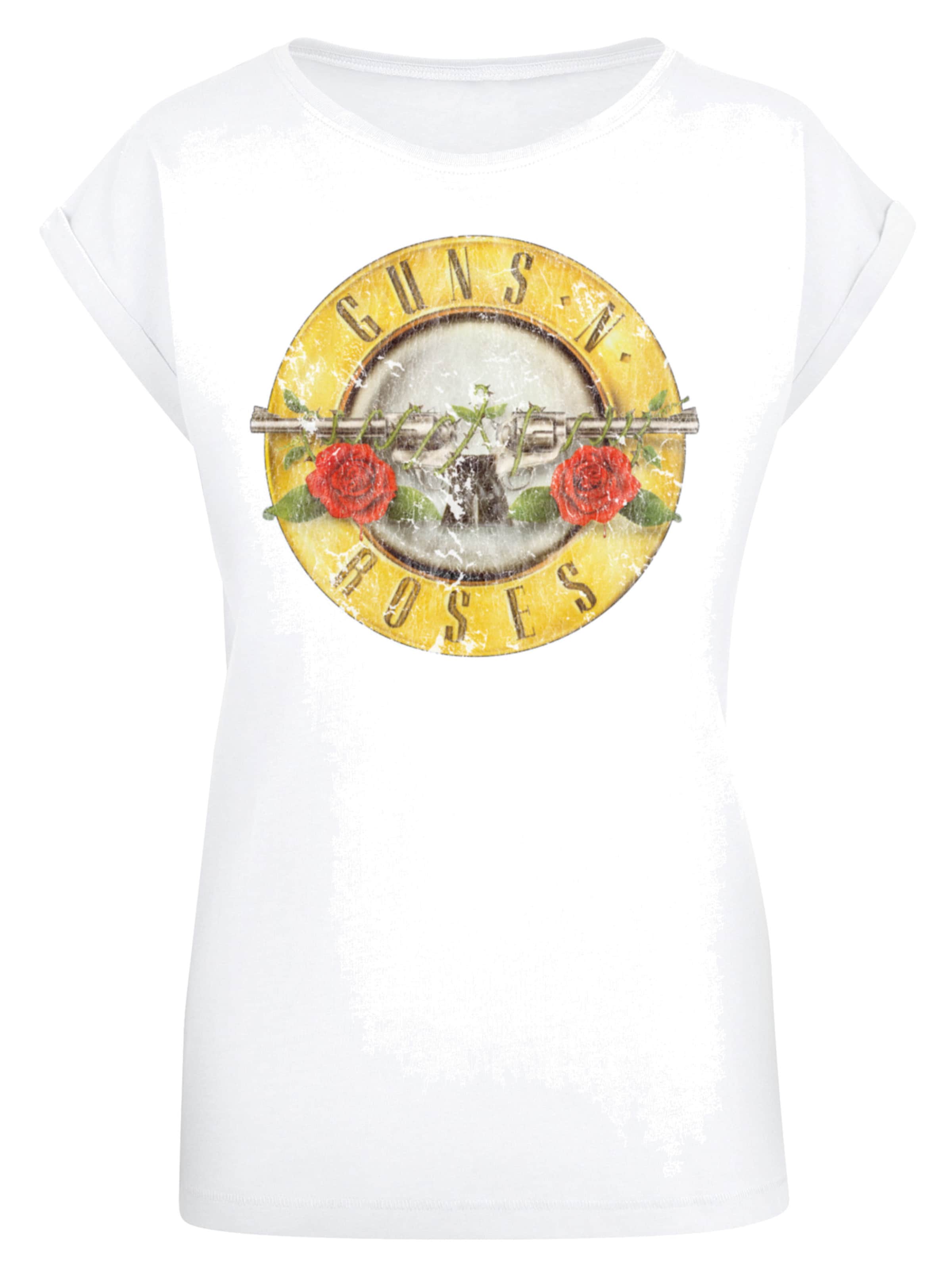 F4NT4STIC Shirt 'Guns 'n' Roses' in Wit: voorkant
