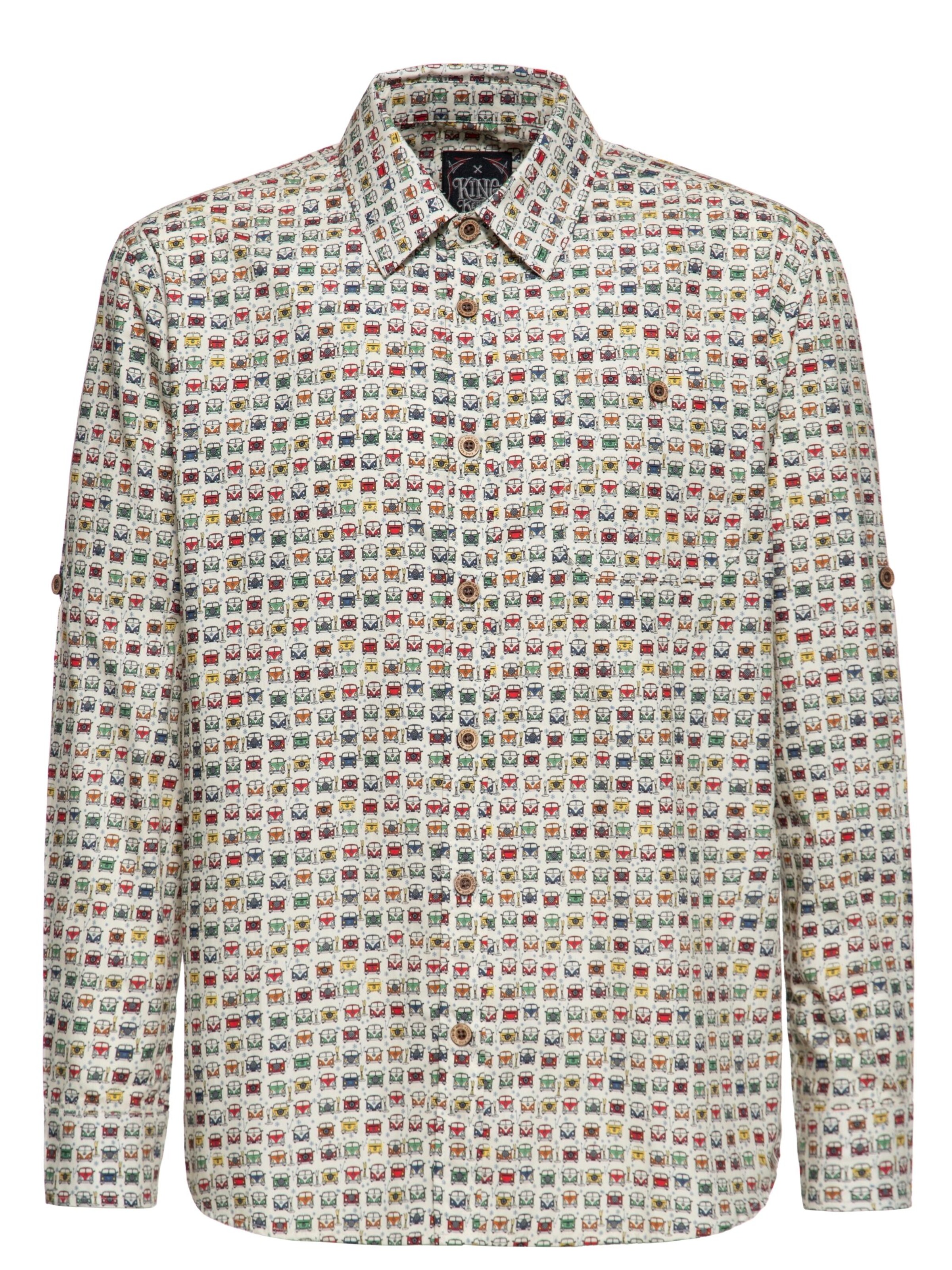 King Kerosin Button Up Shirt 'Love Bus' in Off white, Item view