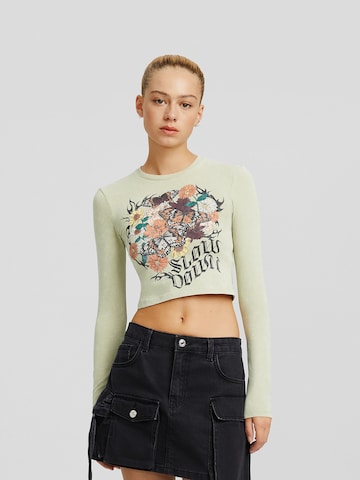 T-shirt Bershka en beige : devant