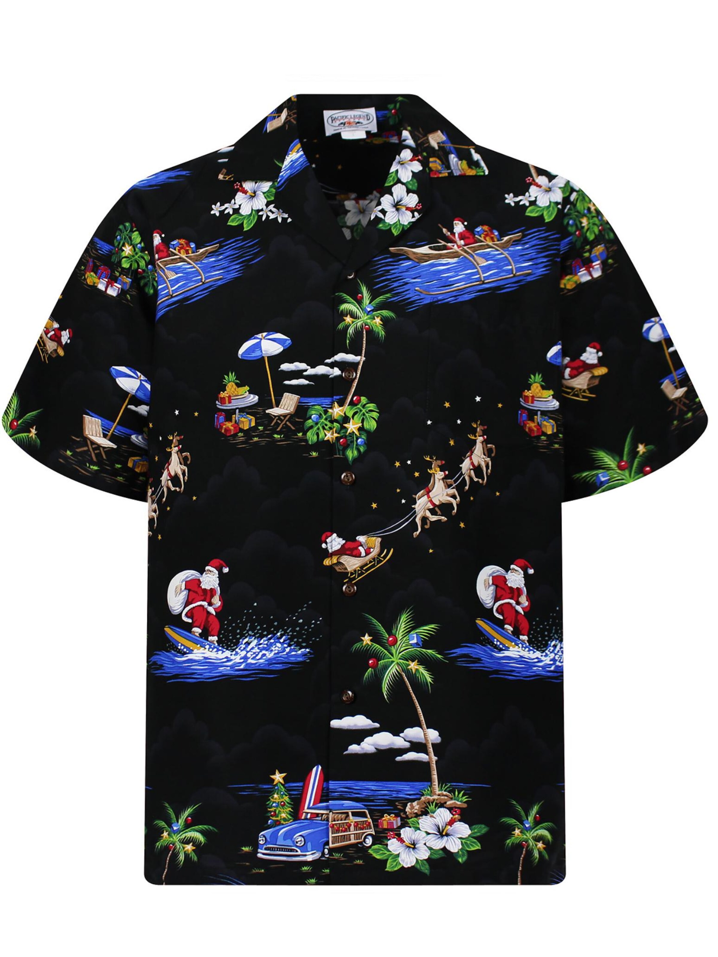Pacific Legend Regular Fit Hemd 'Christmas Allover'‌‌‌‌‌‌‌‌‌‌ in Schwarz: Vorderseite
