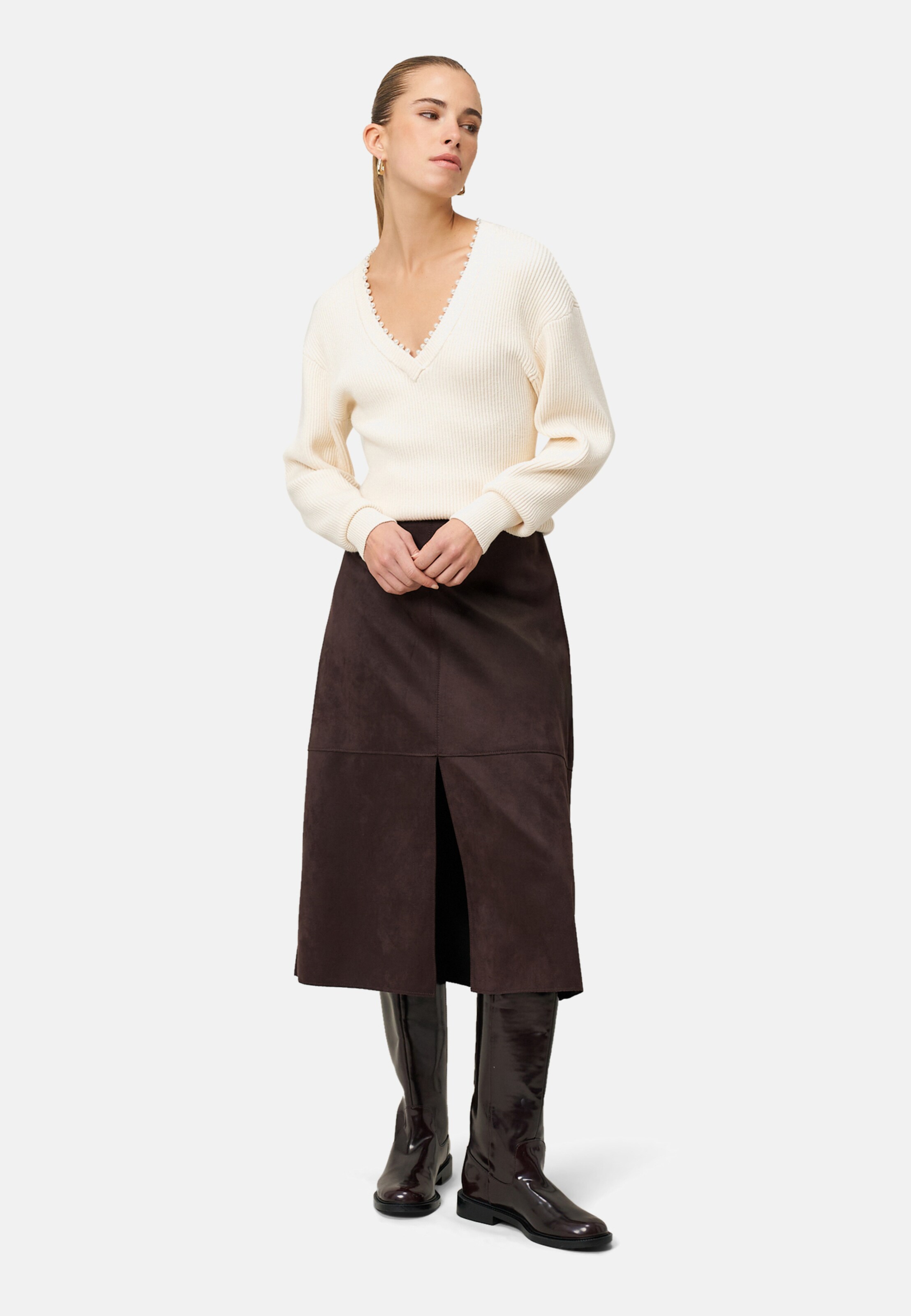 zero Pullover mit Perlen in Beige