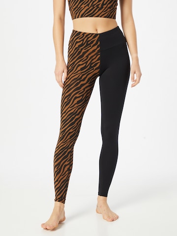 Hey Honey Skinny Workout Pants in Brown: front